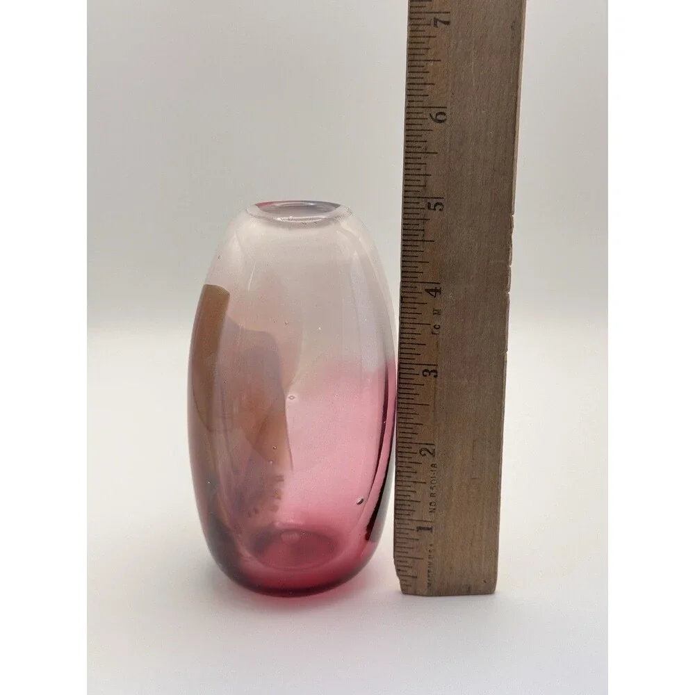 Vintage M. Rhys Williams 1988 Signed Studio Art Glass Bud Vase Hand Blown Glass